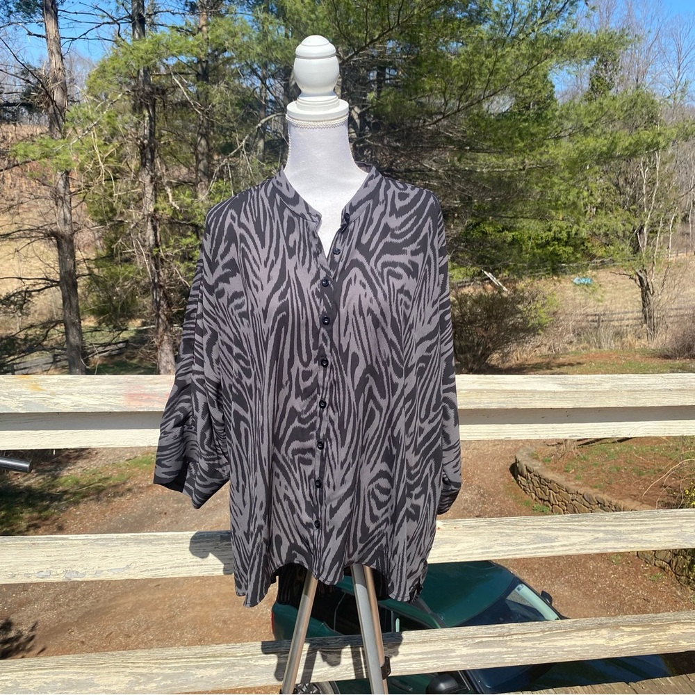 Torrid Zebra Print Blouse in Black and Gray
